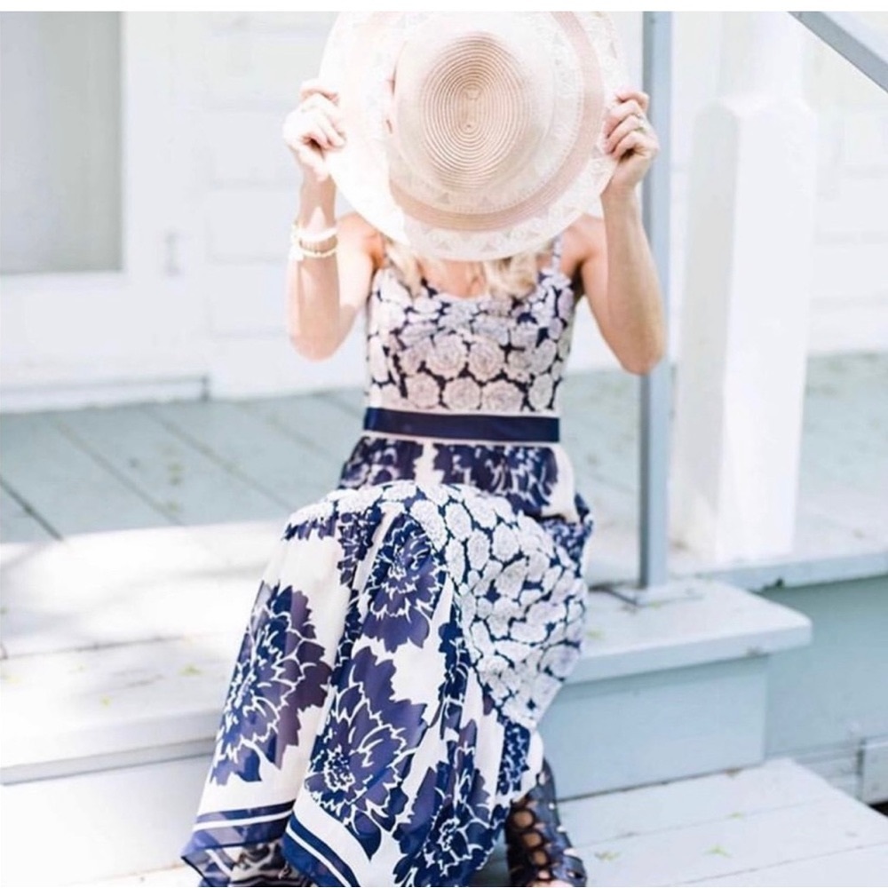 COPY - Eliza J Floral Navy and Pale Pink Maxi size 2